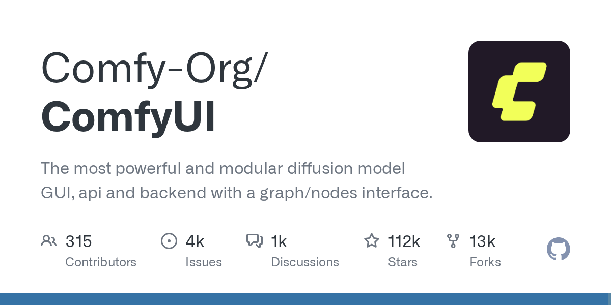 comfyanonymous/ComfyUI GitHub repo 社群預覽