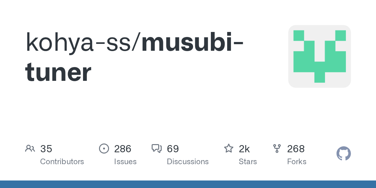 kohya-ss/musubi-tuner GitHub repo 社群預覽