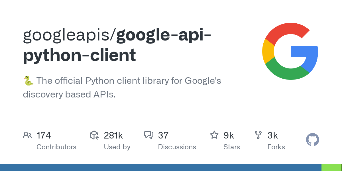 YouTube Data API v3 Python client 官方 repo